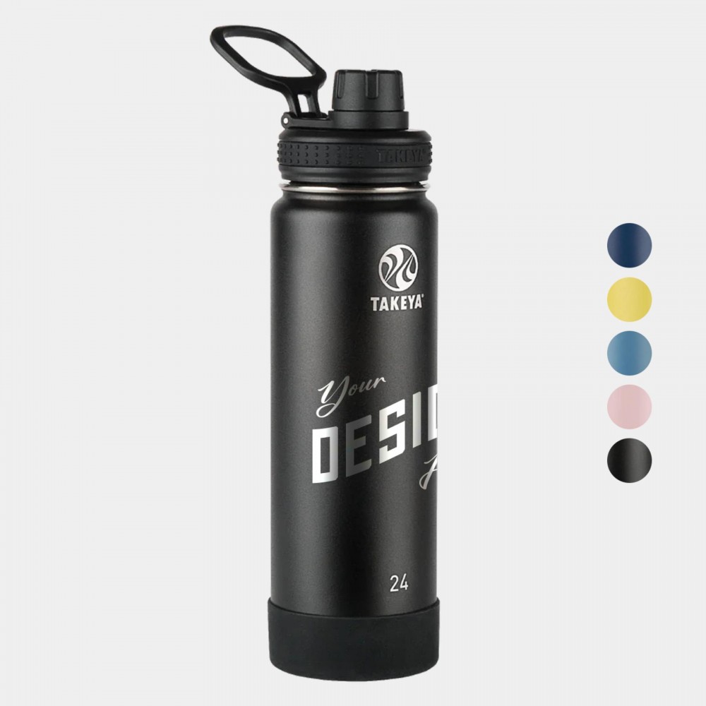 Custom 24 oz Takeya Stainless Steel Insulated Active Water Bottle w/ Spout Lid