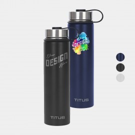 Premium 25 oz TiTUS Stainless Steel Insulated Sports Water Bottle with Logo