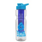Custom 28 Oz. Champion Transparent Sports Bottle w/Drink Thru Lid & Large Infuser