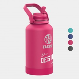 64 oz Takeya Stainless Steel Insulated Pickle Ball Water Bottle w/ Straw Lid with Logo