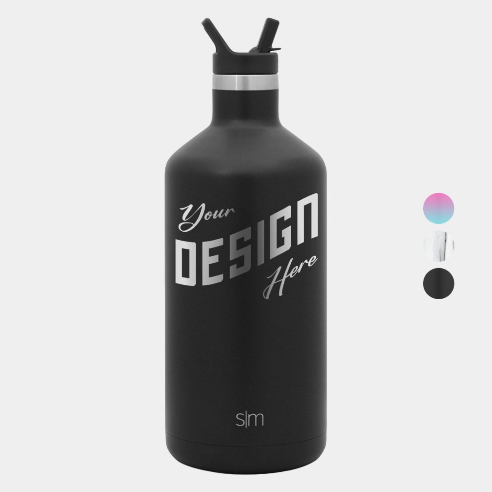 Promotional 64 oz Simple Modern Stainless Steel Insulated Ascent Water Bottle w/ Straw Lid