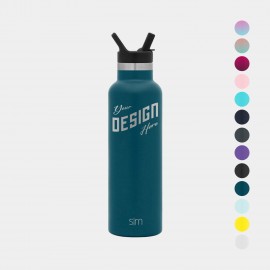 Customized 20 oz Simple Modern Stainless Steel Insulated Ascent Water Bottle w/ Straw Lid