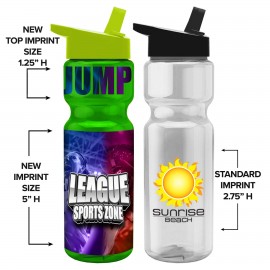 28 Oz. Transparent Sports Bottle w/Flip Straw Lid - Digital Imprint with Logo