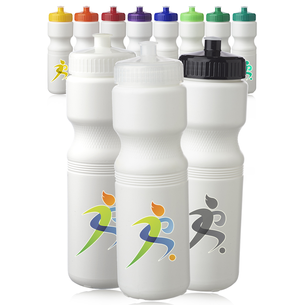 Plastic Water Bottles with Push Cap 28 oz with Logo Plastic Water Bottles with Push Cap 28 oz with Logo