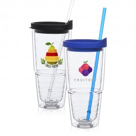 Promotional Double Wall Solid Clear Orbit Acrylic Tumblers - 24 oz