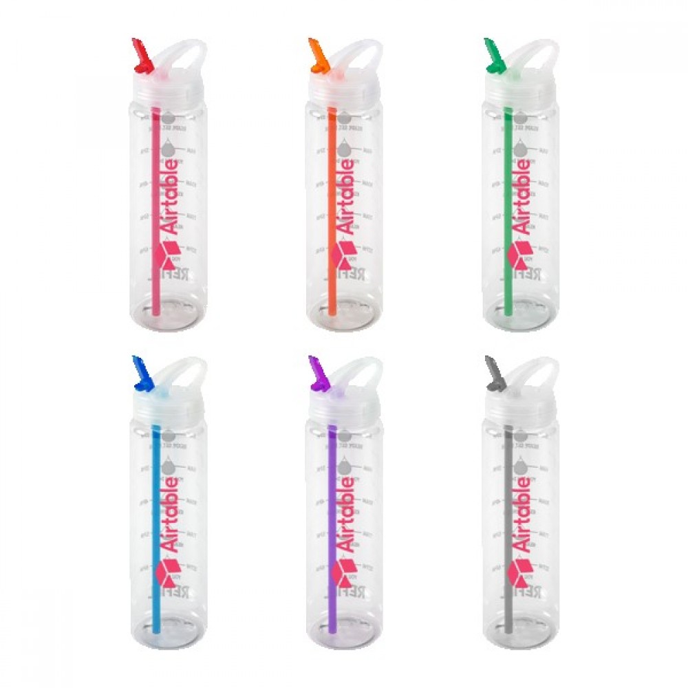 Water Bottle with Flip Up Spout & Hydration Mark - 32 Oz. with Logo Water Bottle with Flip Up Spout & Hydration Mark - 32 Oz. with Logo