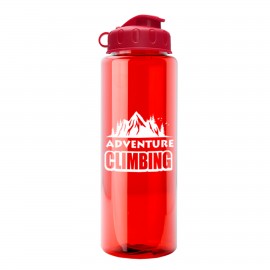 32 Oz. Transparent Guzzler Sports Bottle w/Flip Top Lid with Logo