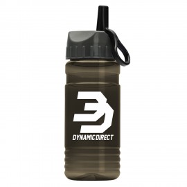 20 Oz. Transparent Sports Bottle w/Ring Straw Lid with Logo