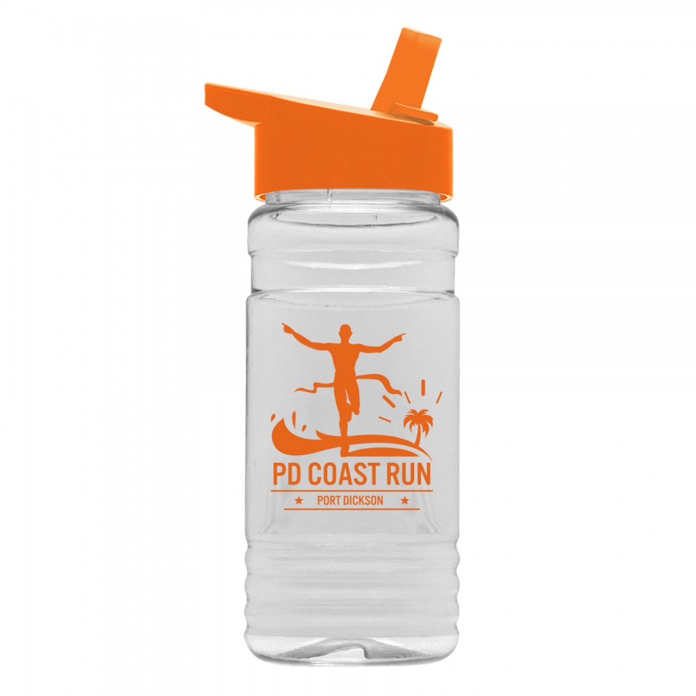 Logo Branded 20 Oz. Clear Sports Bottle w/Flip Straw Lid