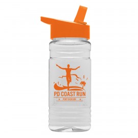 Logo Branded 20 Oz. Clear Sports Bottle w/Flip Straw Lid