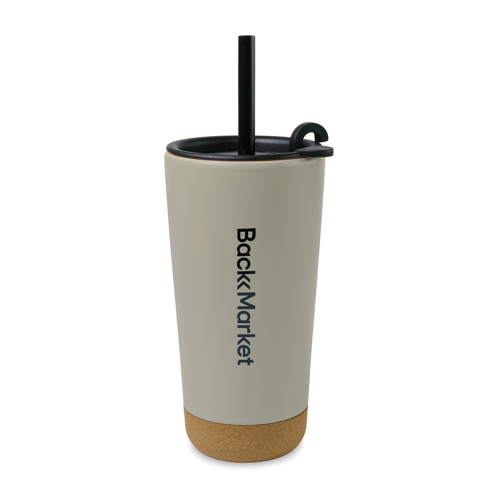 Valo Ceramic To-Go Cup - 18 Oz. - Sage Gray with Logo
