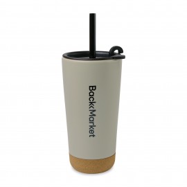 Valo Ceramic To-Go Cup - 18 Oz. - Sage Gray with Logo