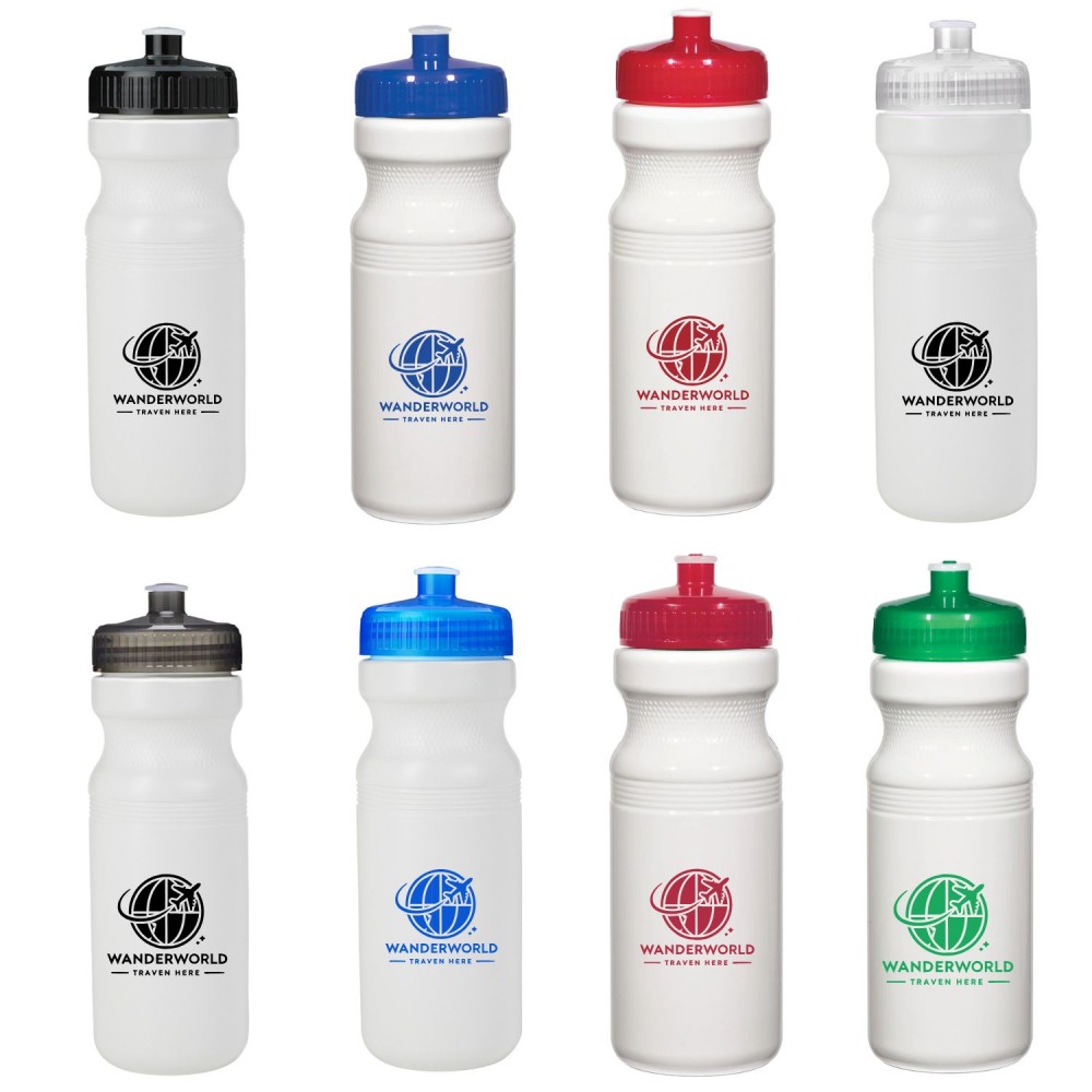 Customized 24 Oz. White Bottle with Push Pull Lid