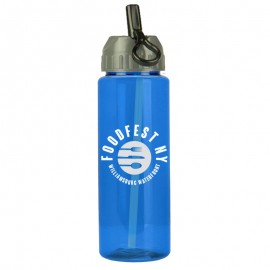32 Oz. Transparent Guzzler Sports Bottle w/Flip Straw Lid with Logo
