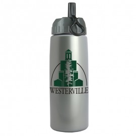 26 Oz. Metallic Flair Sports Bottle w/Ring Straw Lid with Logo  26 Oz. Metallic Flair Sports Bottle w/Ring Straw Lid with Logo