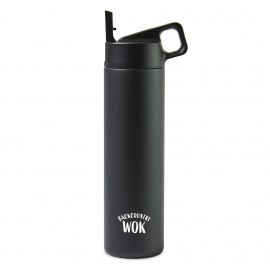 Custom MiiR Vacuum Insulated Wide Mouth Leakproof Straw Lid Bottle - 20 Oz. - Black Powder