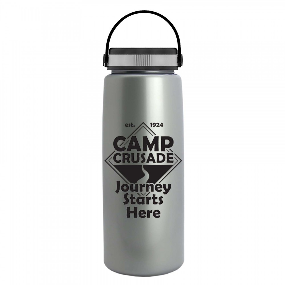 Promotional 26 Oz. Metallic Flair Sports Bottle w/Ring Straw Lid