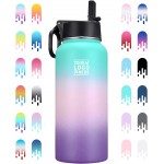Insulated Water Bottle with New Wide Handle Straw Lid, Wide Mouth Vacuum Insulated 18/8 Stainle with Logo