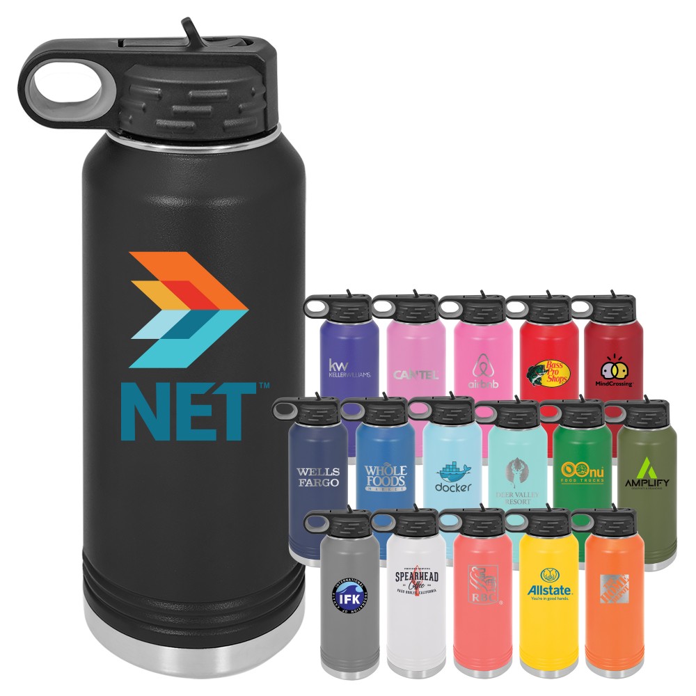 PolarFlask - 32 Oz. Polar Camel Water Bottle, Flip Top Straw Lid, Vacuum Insulated Stainless Steel with Logo PolarFlask - 32 Oz. Polar Camel Water Bottle, Flip Top Straw Lid, Vacuum Insulated Stainless Steel with Logo