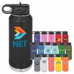 PolarFlask - 32 Oz. Polar Camel Water Bottle, Flip Top Straw Lid, Vacuum Insulated Stainless Steel with Logo