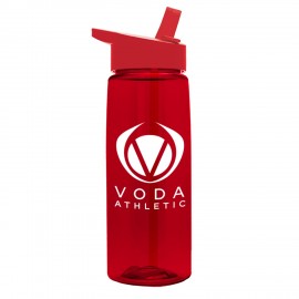 26 Oz. Transparent Flair Sports Bottle w/Flip Straw Handle Lid with Logo