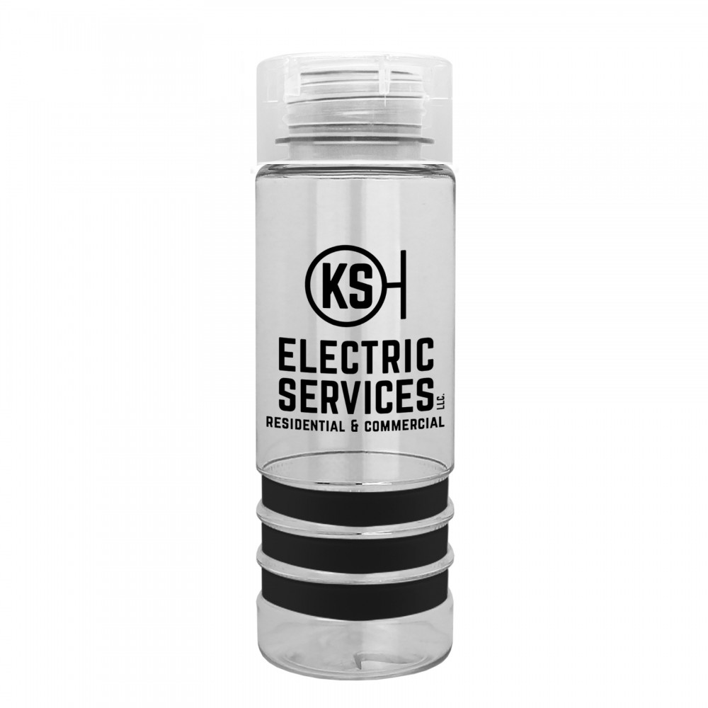 Custom 24 Oz. Admiral Stripe Tritan Transparent Bottle w/Clear Cylinder Lid & Bands
