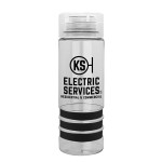 Custom 24 Oz. Admiral Stripe Tritan Transparent Bottle w/Clear Cylinder Lid & Bands