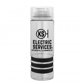 Custom 24 Oz. Admiral Stripe Tritan Transparent Bottle w/Clear Cylinder Lid & Bands