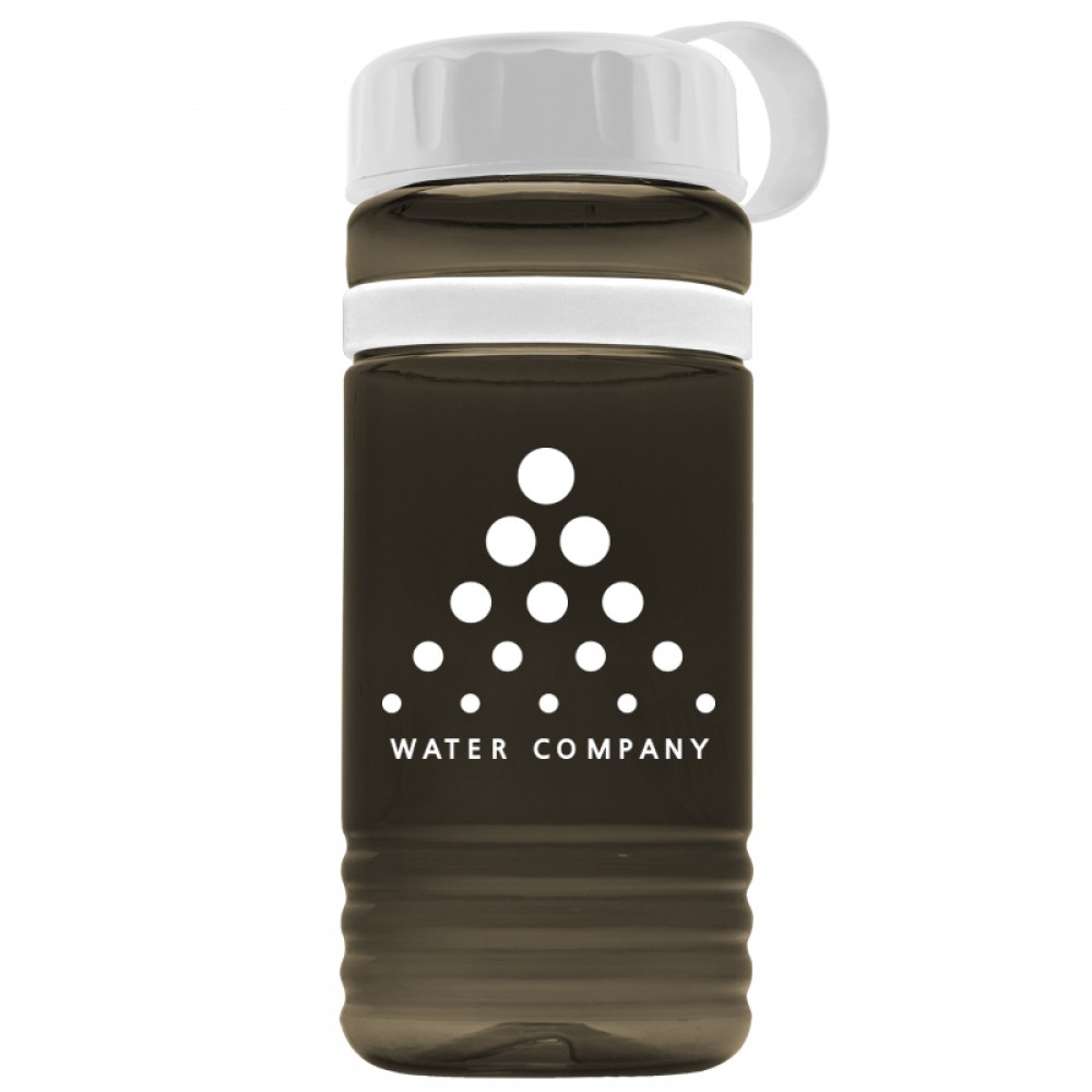 20 Oz. Transparent Stripe Sports Bottle w/Tethered Lid with Logo
