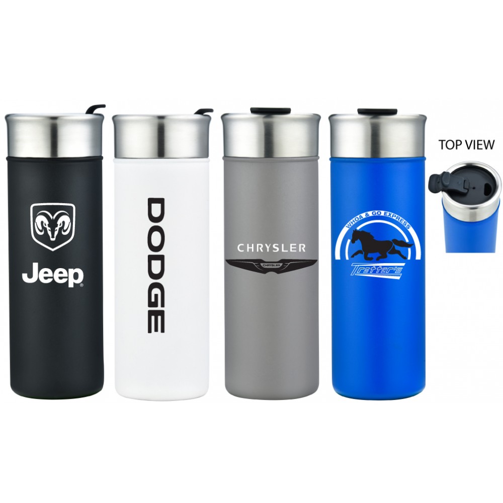 Promotional Double wall s. steel insulated tumbler with flip closure lid, 18 Oz.