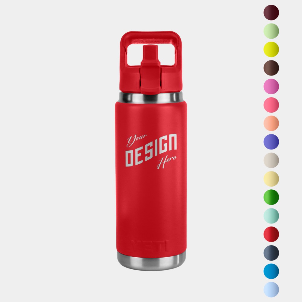 Customized 26 Oz YETI Rambler Stainless Steel Insulated Water Bottle w/ Straw Cap