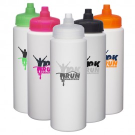 Personalized HDPE Plastic Water Bottles with Quick Shot Lid 32 oz