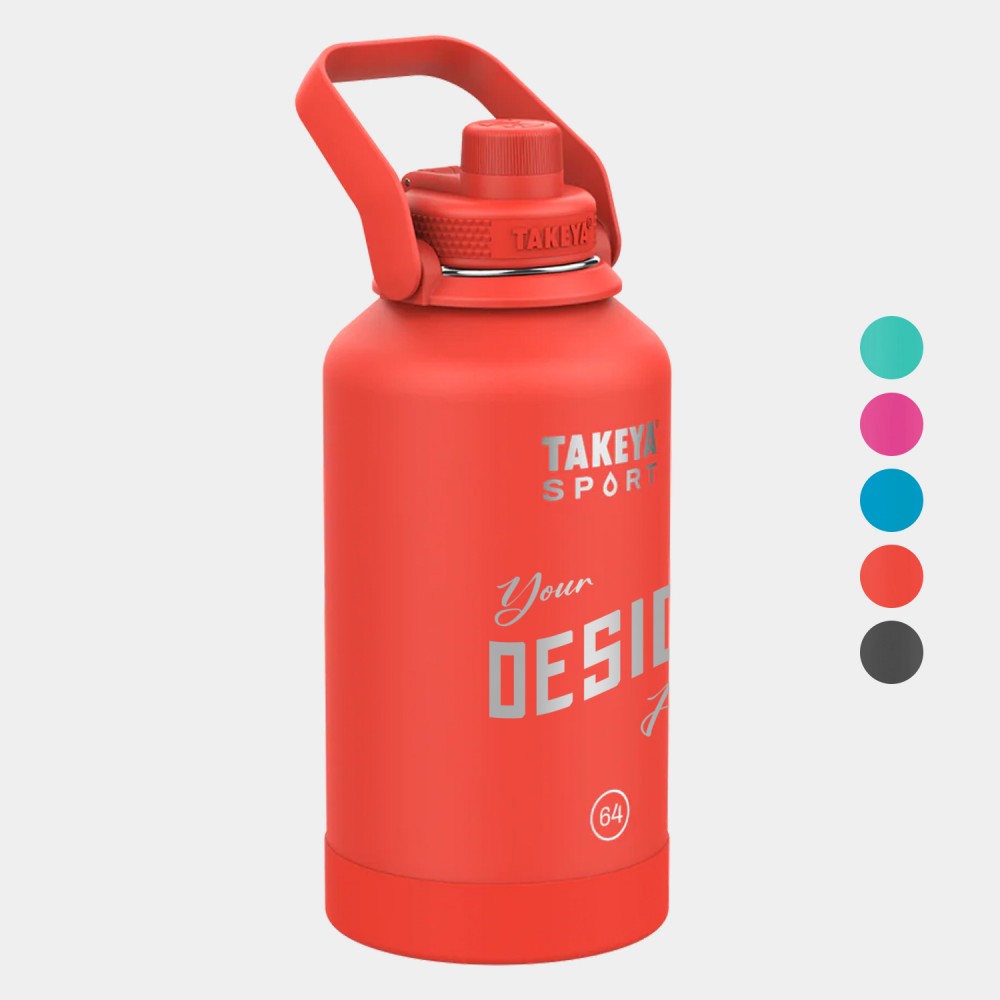 Customized 64 oz Takeya Stainless Steel Insulated Sport Water Bottle w/ Spout Lid Customized 64 oz Takeya Stainless Steel Insulated Sport Water Bottle w/ Spout Lid