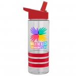 24 Oz. Transparent Sergeant Sports Bottle w/Grip Stripes & Flip Straw Handle Lid - Digital Imprint with Logo