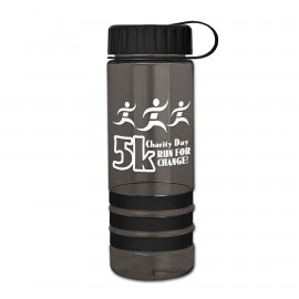 Customized 24 Oz. Sergeant Stripe Transparent Bottle w/Tethered Lid