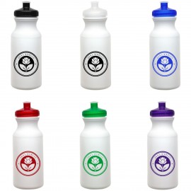 Promotional 20 Oz. White Economy Bike/ Fitness Bottle