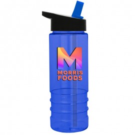 24 Oz. Sergeant Transparent Bottle w/Flip Straw Handle Lid - Digital Imprint with Logo