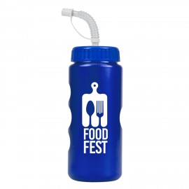 22 Oz. Mini Peak Metalike Bottle w/Straw Cap with Logo  22 Oz. Mini Peak Metalike Bottle w/Straw Cap with Logo