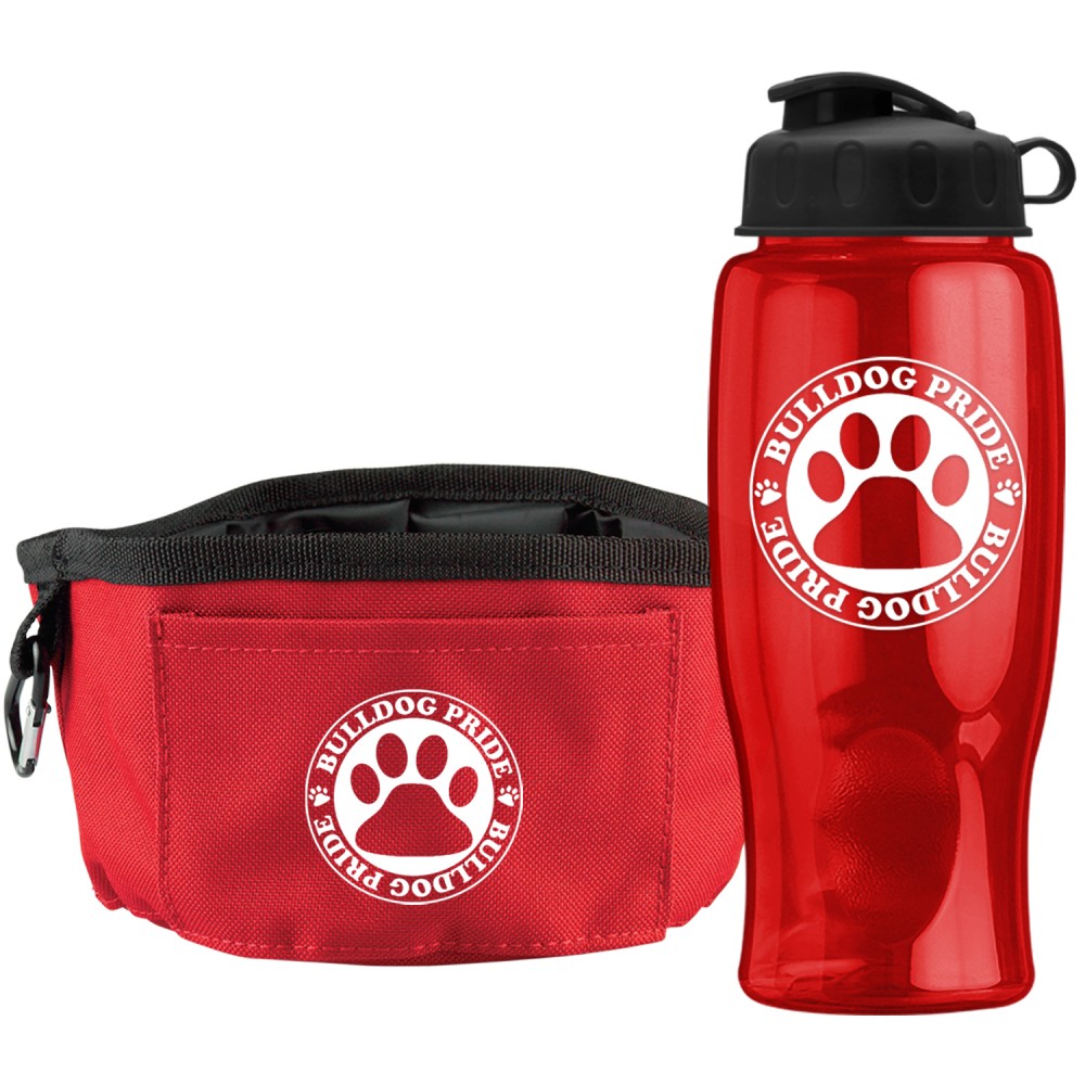 Promotional Thirsty Dog Sports Bottle And Folding Dog Bowl Set