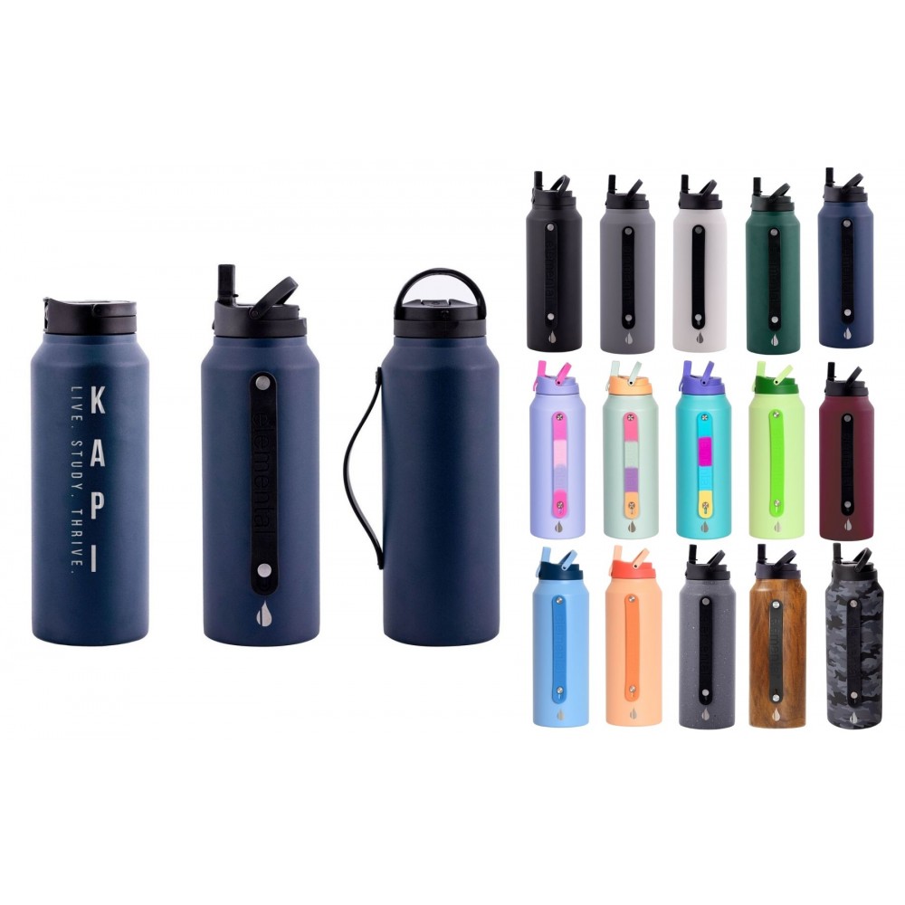 Elemental 32oz Sport Insulated Stainless Steel Water Bottle w/ Drinking Spout and Straw with Logo Elemental 32oz Sport Insulated Stainless Steel Water Bottle w/ Drinking Spout and Straw with Logo