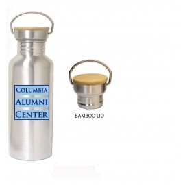 Promotional 16 Oz Stainless Steel Sports Bottle With Bamboo or Metal Lid  Promotional 16 Oz Stainless Steel Sports Bottle With Bamboo or Metal Lid