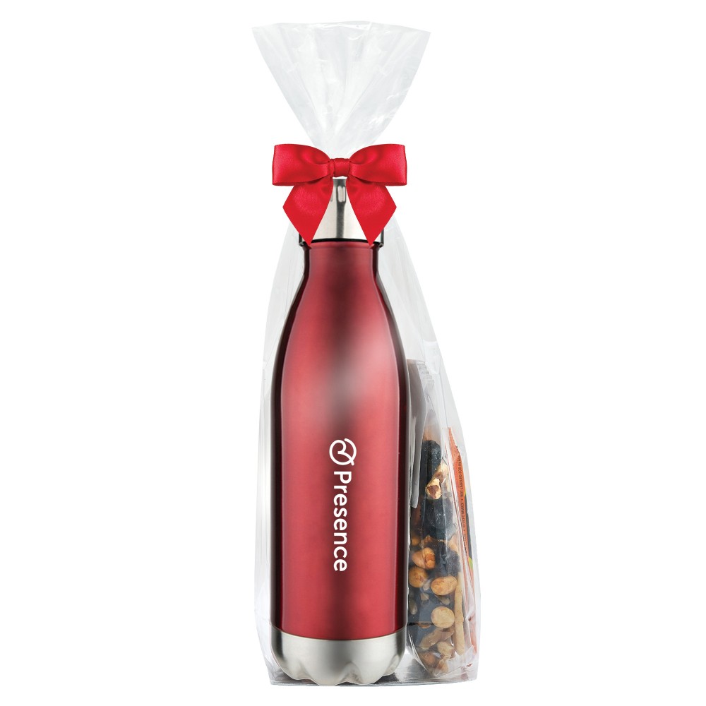 17 Oz. Dual Wall Vacuum Sealed Water Bottle Gift Set - 4C Sugar Free Energy Rush Packet & More with Logo