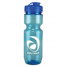 22 Oz Translucent Bike Bottle w/ Flip Top Lid with Logo  22 Oz Translucent Bike Bottle w/ Flip Top Lid with Logo