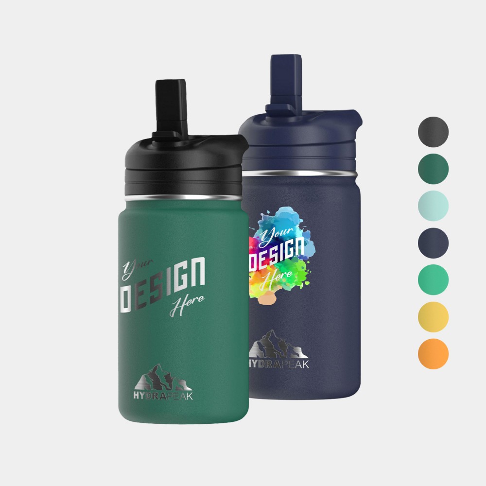 Promotional 14 oz Hydrapeak Stainless Steel Insulated Mini Water Bottle w/ Straw Lid