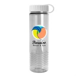 24 Oz. Transparent Wave Bottle w/Tethered Lid - Digital with Logo