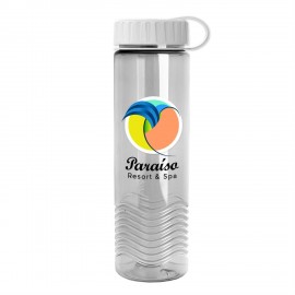 24 Oz. Transparent Wave Bottle w/Tethered Lid - Digital with Logo
