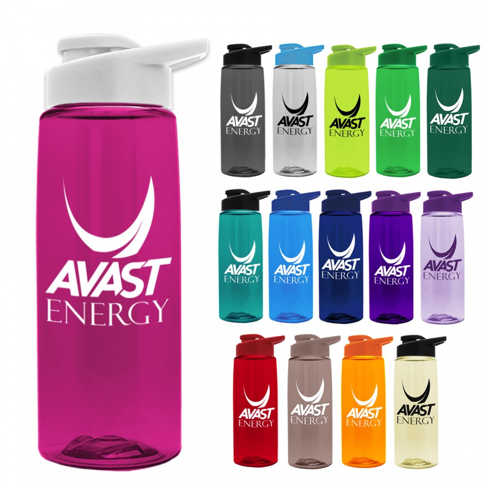 26 Oz. Transparent Flair Sports Bottle w/Drink Thru Lid with Logo