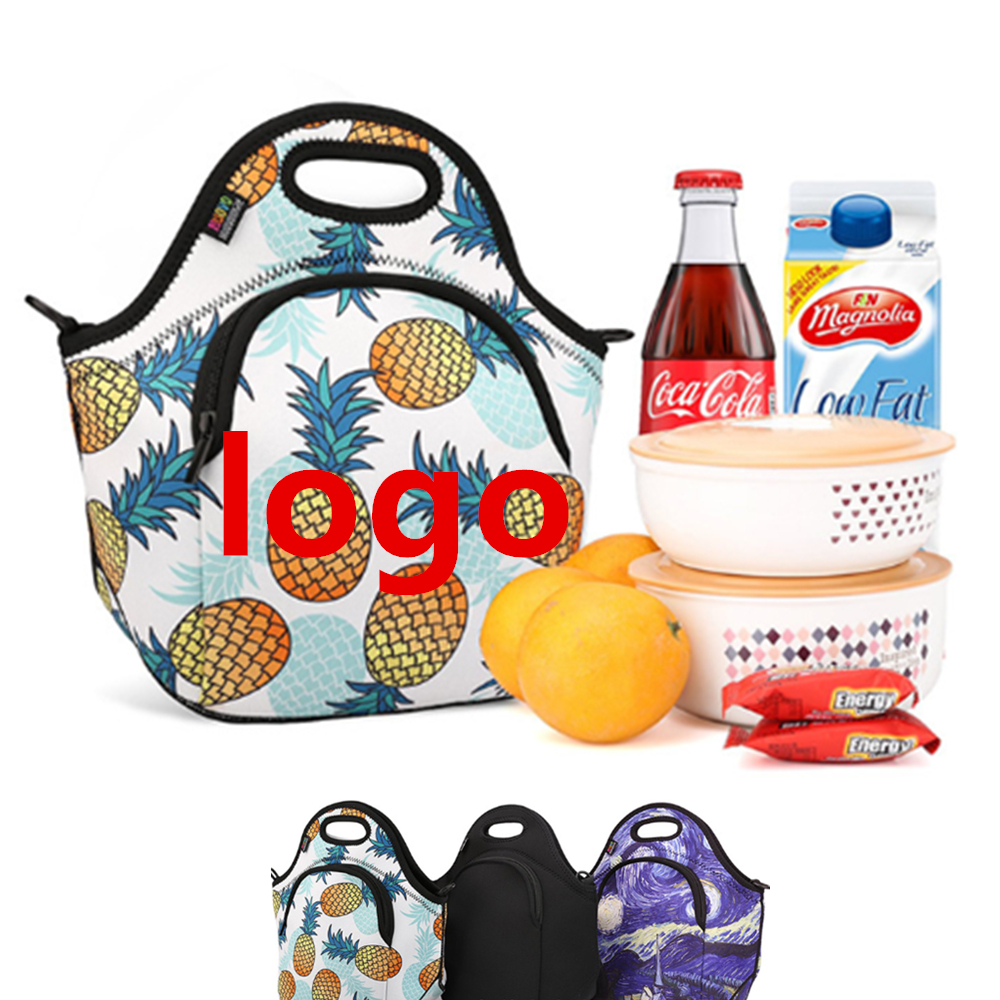 Custom Full Sublimation Neoprene Lunch Cooler Tote Custom Full Sublimation Neoprene Lunch Cooler Tote