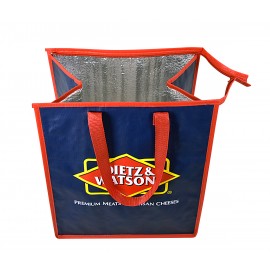 Custom 145g Laminated Woven Insulated Grocery Cooler Bag 13"x15"x10" with Logo  Custom 145g Laminated Woven Insulated Grocery Cooler Bag 13"x15"x10" with Logo