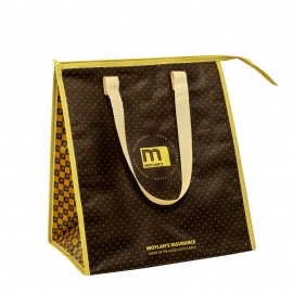 Custom 145g  Laminated Woven Insulated Delivery Cooler Bag w/Golden Zipper Closure 13"x15"x10" with Logo  Custom 145g  Laminated Woven Insulated Delivery Cooler Bag w/Golden Zipper Closure 13"x15"x10" with Logo